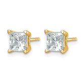 14k 2 carat Certified Lab Grown Diamond VS/SI+ G+ Princess Complete Four Prong Stud Earrings